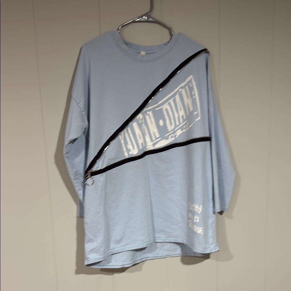 Light Blue Long Sleeve Graphic Top
